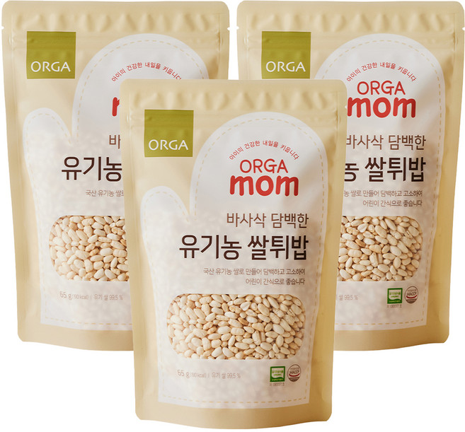 올가 유기농 쌀튀밥, 쌀, 3개, 65g