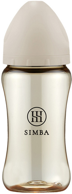 Simba 小獅王辛巴 新生適用 蘊蜜鉑金PPSU寬口防脹氣奶瓶, 杏茶, 270ml, 1瓶
