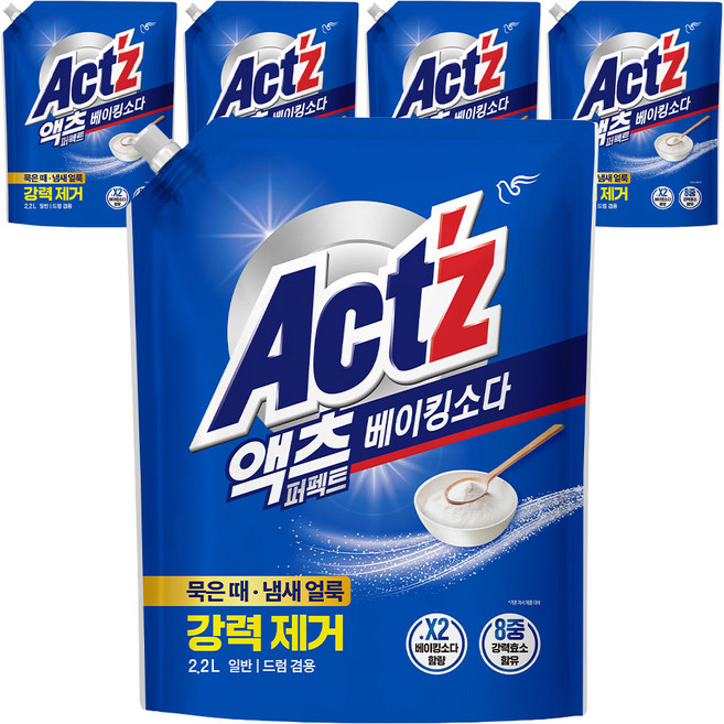 액츠 퍼펙트 베이킹소다 액상세제 리필, 2.2L, 5개
