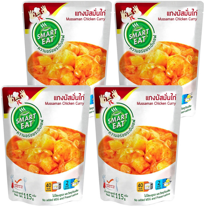 SMART EAT 瑪斯曼咖哩雞即食調理包 精選食材 天然原味 40秒內加熱即食, 115g, 4包