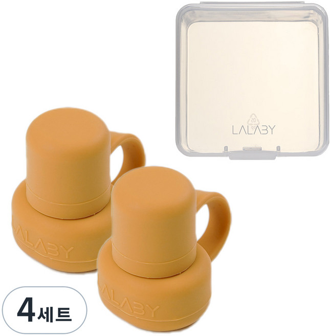 랄라비 실리콘 파우치 토퍼 2P 세트 빨대컵부속용품, 4세트, 토퍼2P(Yellow)+케이스