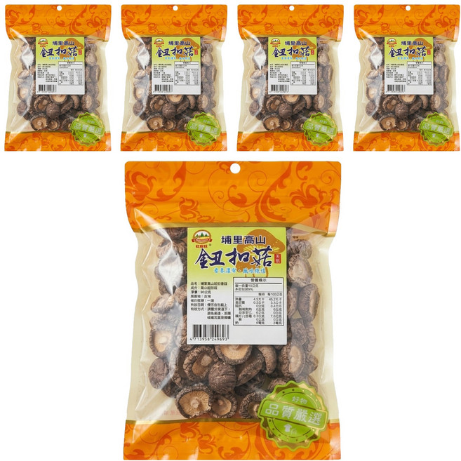 WON LAI WON 旺來旺 埔里高山鈕扣菇, 90g, 5包