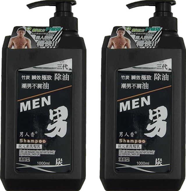 MEN 男人香 三代炭洗髮乳, 1L, 2瓶