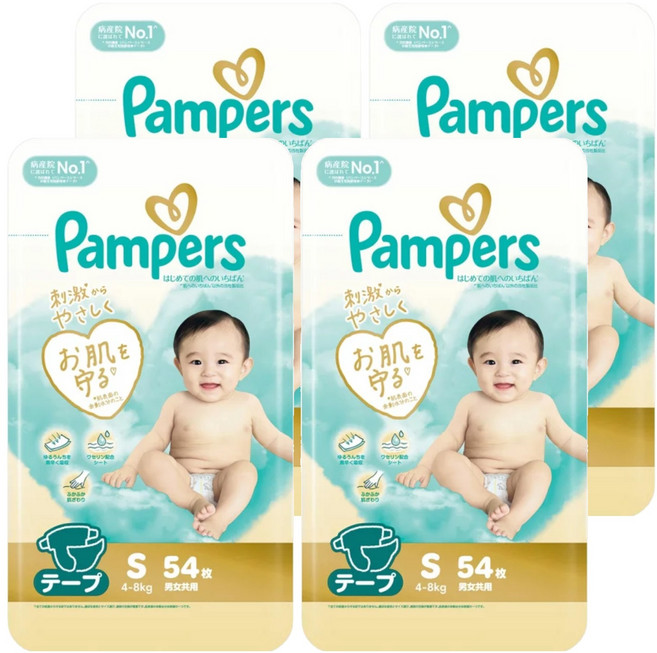 Pampers 幫寶適 日本境內版 黏貼型尿布 4~8kg, S, 216片