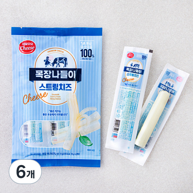 서울우유치즈 목장나들이 스트링치즈, 18g, 4개입, 6개