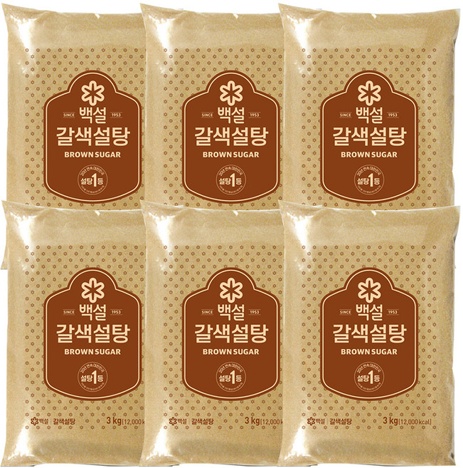 백설 갈색설탕, 3kg, 6개
