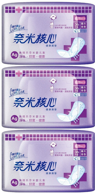 康乃馨 奈米核心健康護墊 薰衣草香, 15cm, 36片, 3包