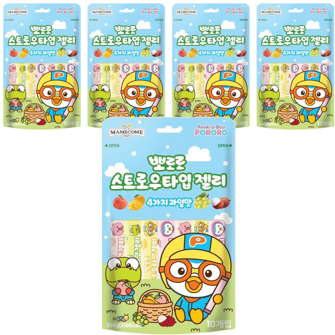 마미꼬미 뽀로로 스트로우타입젤리 10개입, 200g, 5개