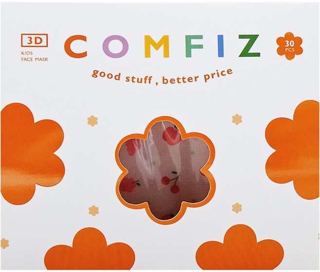 COMFIZ 康菲 兒童3D醫療口罩 3~7歲, 1盒, 草莓甜不甜, 30片