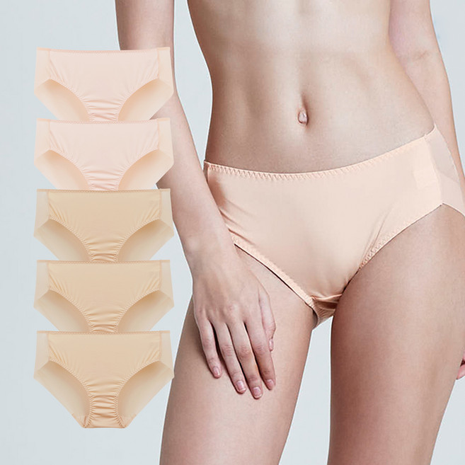 보디가드 여성용 심플 미디 노라인 햄라인 삼각팬티 5매입