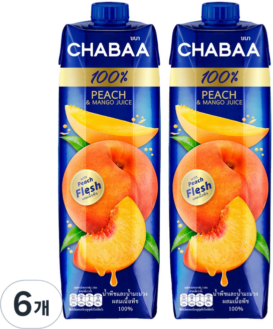 차바 복숭아 망고주스, 1L, 6개