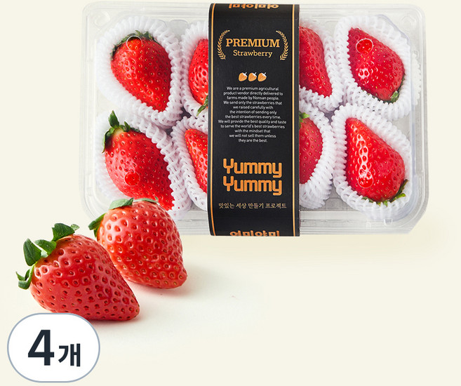 여미야미 한단 킹스베리 딸기, 4개, 400g(대과)
