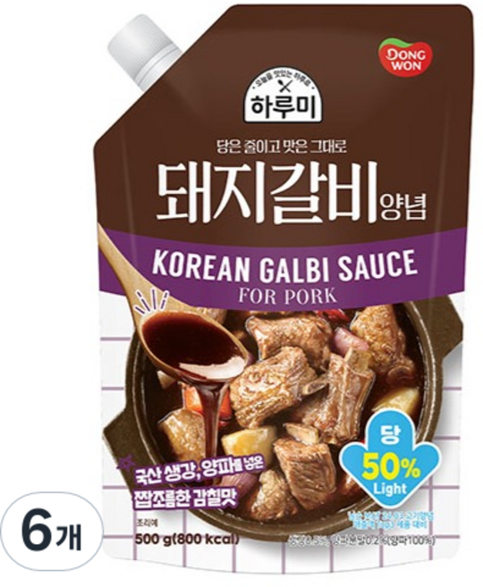 동원 하루미 돼지갈비 양념, 6개, 500g