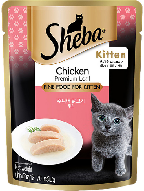 쉬바 키튼 고양이 간식 파우치, 닭, 70g, 1개