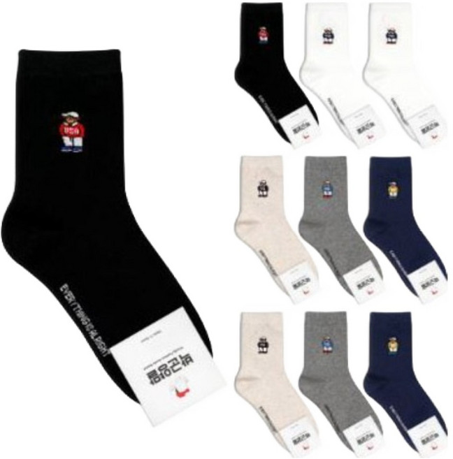 박군 여성용 곰돌이 양말 10족