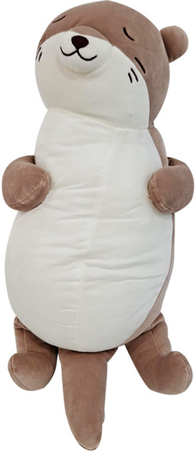 萌布朗 涼感系 和你一起睡玩偶 超細纖維 涼感面料, 海獺 棕色 + 白色