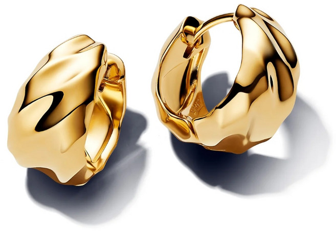 판도라 여성용 리플드 후프 이어링 263874C00 + 쇼핑백 + 메시지카드