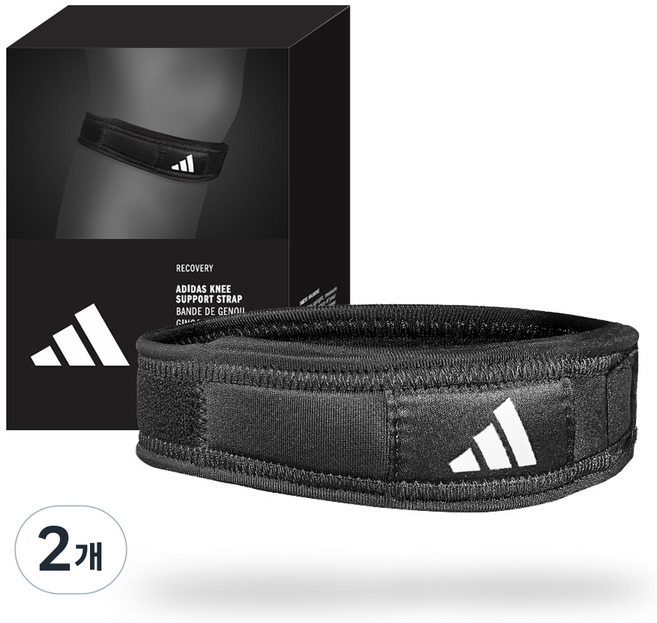 아디다스 스트랩 무릎 보호대, 2개, 블랙