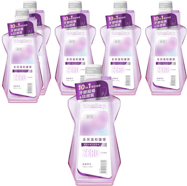 Shallop 刷樂 全效溫和護理漱口水 經典草本, 500ml, 6瓶