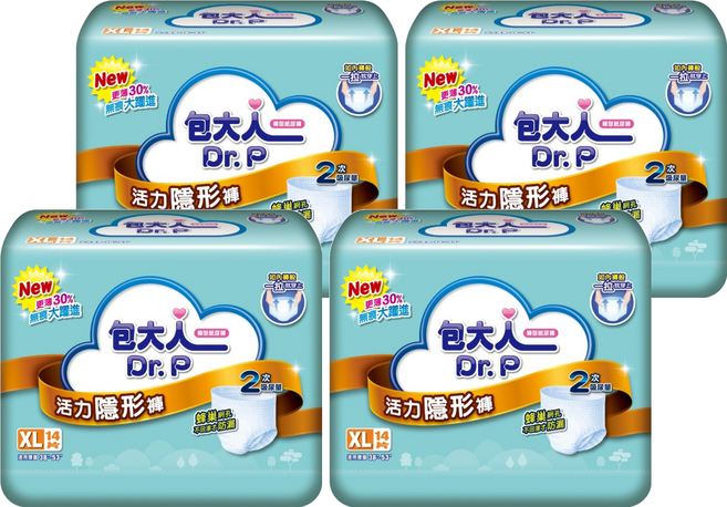 Dr.P 包大人 活力隱形褲, XL, 14片, 4包
