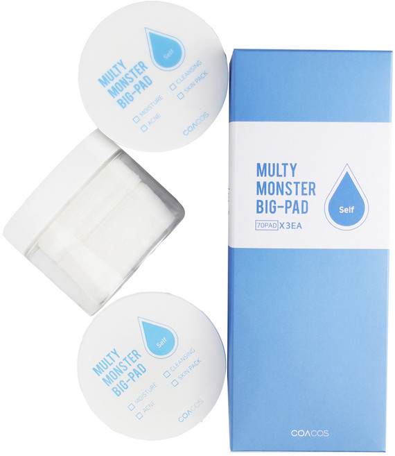 [비건라이프] 코아코스 멀티 몬스터 빅 화장솜패드, 70개입, 3개