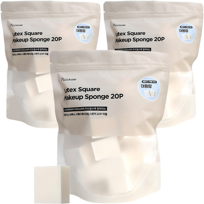 피카소 라텍스 스퀘어 스펀지 리필 20p, 3개