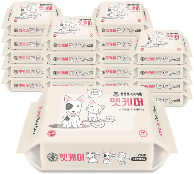 펫케어 휴대용 물티슈, 20개입, 20개