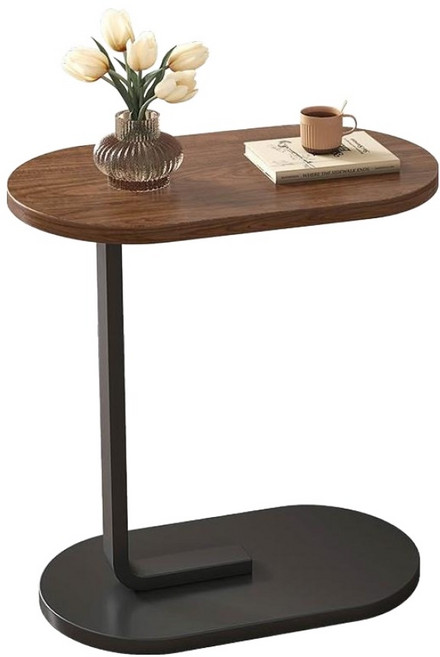 北歐風沙發邊小茶几客廳邊桌, 胡桃色 + 黑色