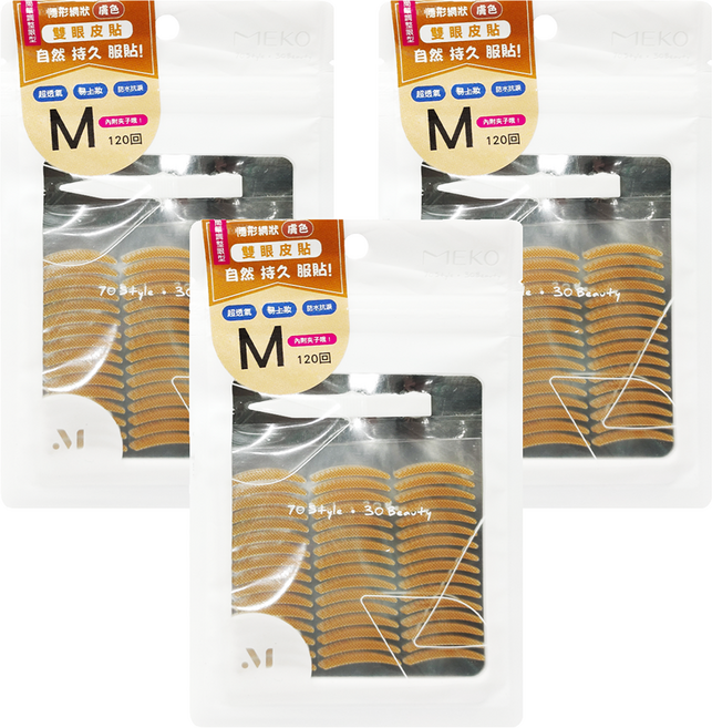 MEKO 隱形網狀膚色雙眼皮貼 M 120回, X-092, 3包