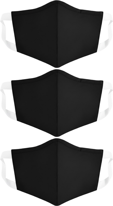 Osun 3D立體3層防水運動透氣布口罩 成人用 台灣製 CE322, 黑色, 1入, 3片