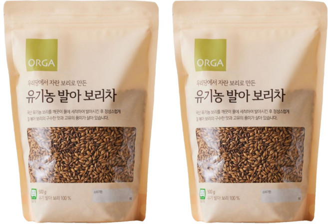 올가홀푸드 우리땅에서 자란 보리로 만든 유기농 발아 보리차, 500g, 1개입, 2개