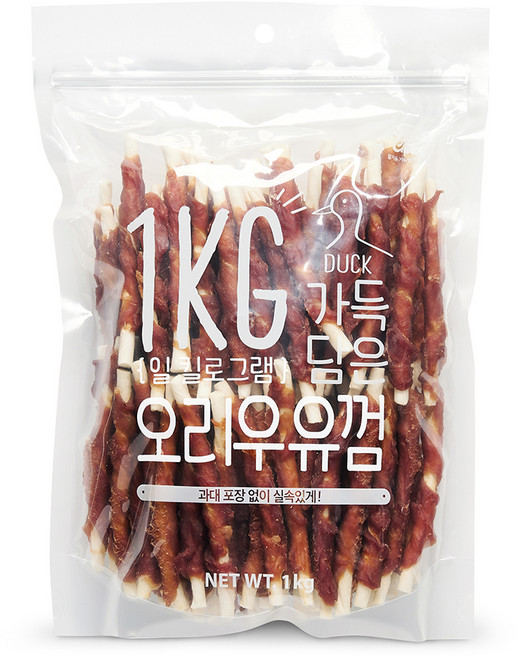 슈퍼츄 강아지 일킬로그램 가득담은 껌, 혼합맛(오리/우유), 1kg, 1개