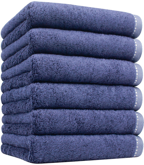 송월타월 라베나 수건 200g 뱀부얀, 다크블루, 6개