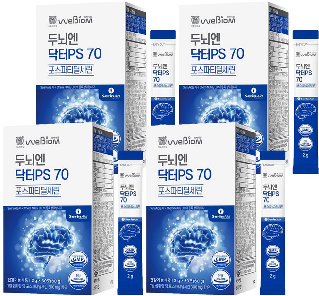 위바이옴 정품 두뇌엔 닥터PS 70 포스파티딜세린 30p, 60g, 4개