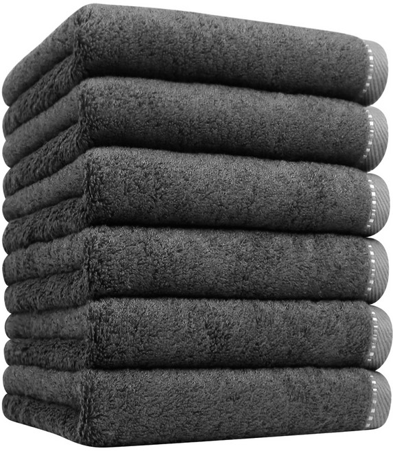 송월타월 라베나 수건 200g 뱀부얀, 다크그레이, 6개