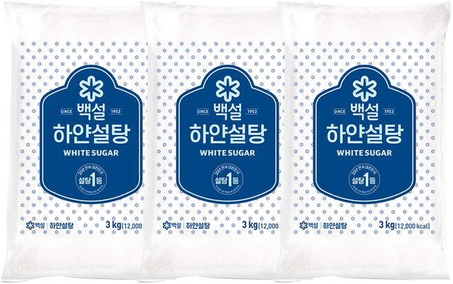 백설 하얀설탕, 3kg, 3개