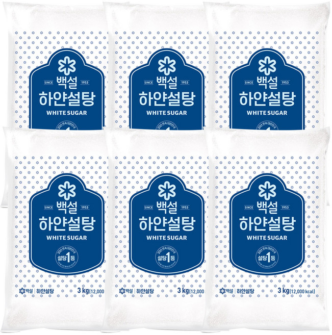 백설 하얀설탕, 3kg, 6개