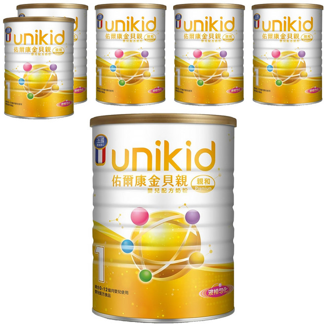 unikid 佑爾康 金貝親嬰兒配方 親和Premium 1號, 850g, 6罐