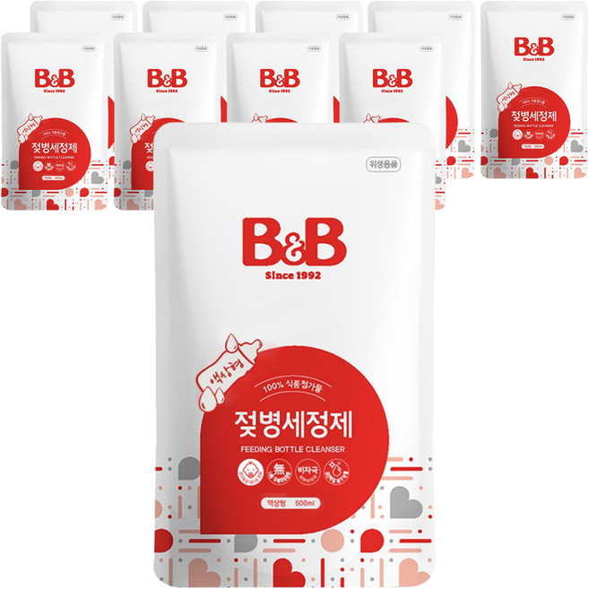 비앤비 액상형 젖병세정제 리필 허브향, 500ml, 10개