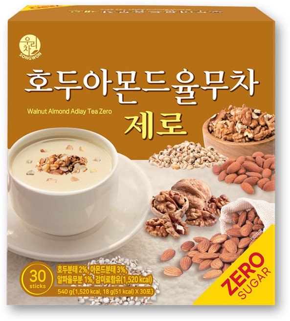 우리차 송원식품 호두아몬드 율무차 제로, 18g, 30개입, 1개
