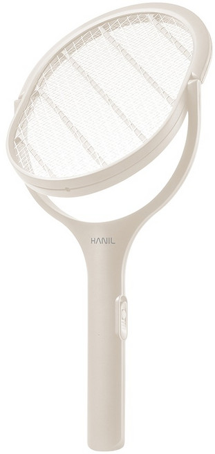 한일 회전형 프리미엄 전기모기채 V2 + AA건전지 2p 세트, 크림베이지