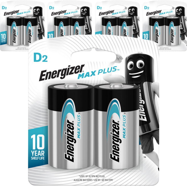 에너자이저 맥스 플러스 D형 건전지, 2개입, 5개