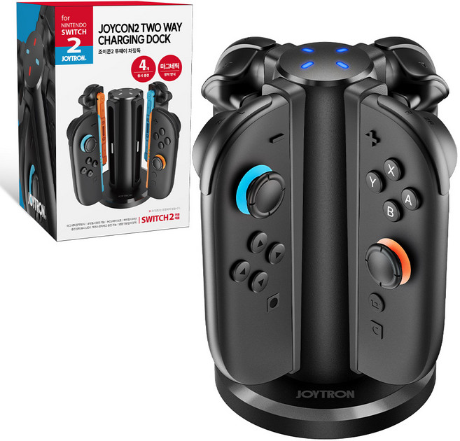 JOYTRON 任天堂Switch 2 Joy-Con 2 充電器 充電座 充電支架 雙向充電座, 1個, 黑色, 單一商品
