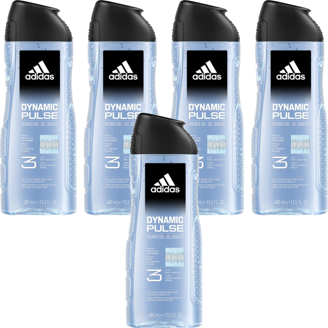 adidas 愛迪達 男性三合一潔顏洗髮沐浴露 超越活力, 400ml, 5瓶