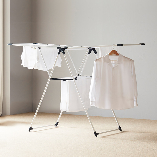 홈앤미 튼튼한 스틸 2단 빨래건조대, 화이트