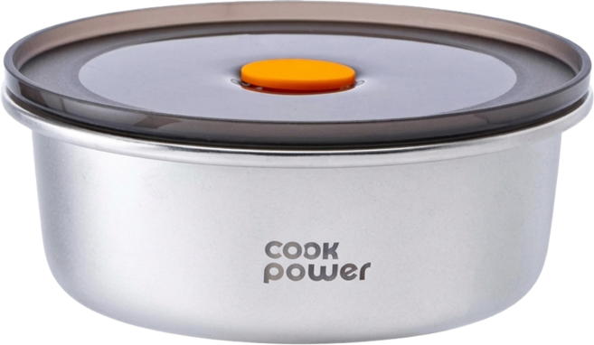 cook power 鍋寶 微氧系列可微波316不鏽鋼圓形保鮮盒 450ml, 1個, 不鏽鋼色