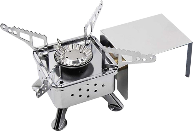 AHOYE 野營折疊迷你卡式爐 防風防爆, 1個, 不鏽鋼色