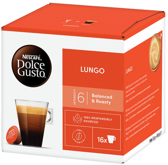 NESCAFE 雀巢咖啡 Dolce Gusto 多趣酷思 美式濃黑咖啡膠囊, 5.6g, 16個裝, 1盒