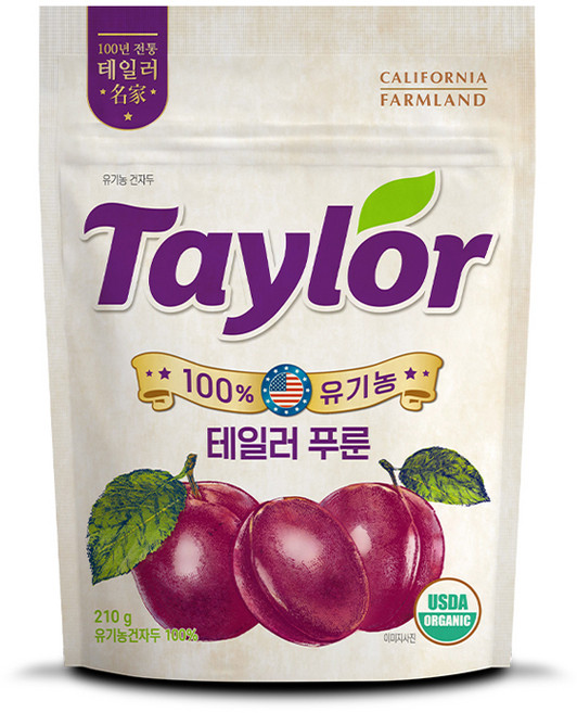 테일러 유기농 푸룬건자두, 210g, 1개