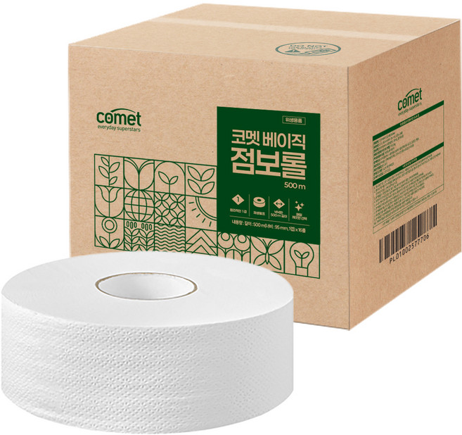 코멧 베이직 1겹 점보롤, 1팩, 16롤, 500m